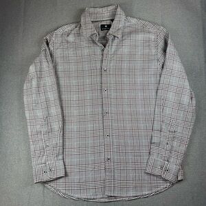 Vustra Men’s Plaid Black/Maroon/White Large‎ Long Sleeve Button Up Shirt